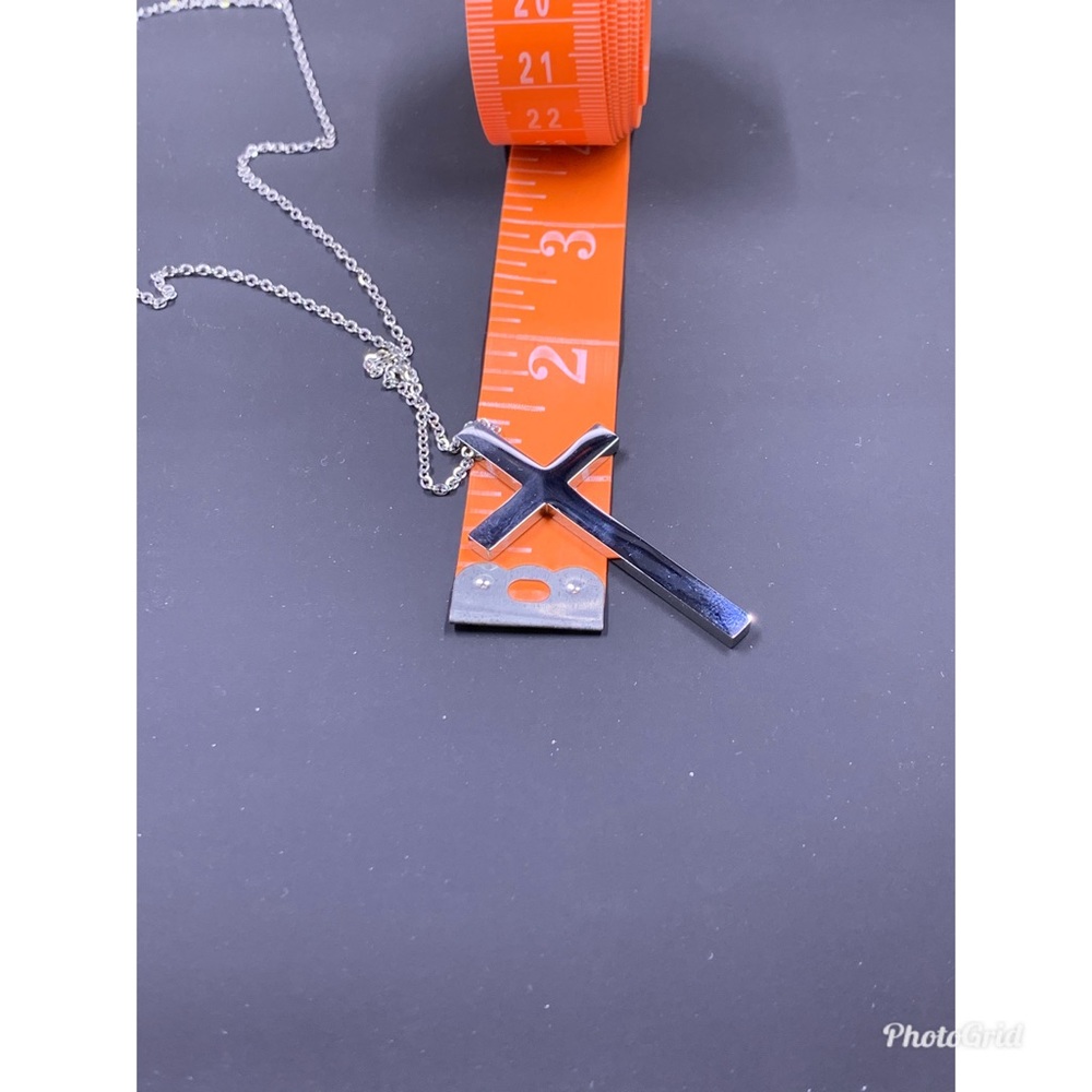 Stainless Steel Cross Pendant Necklace for Men - Picture 7 of 8